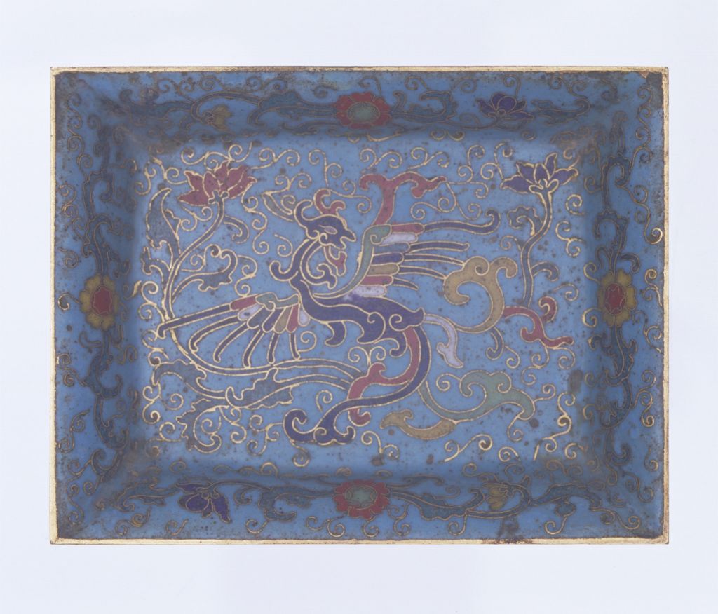 图片[2]-Kangxi style filigree enamel phoenix pattern rectangular plate-China Archive